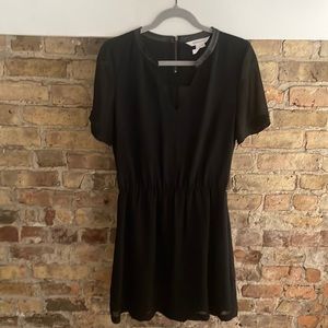 Black dress with leather trim on collar